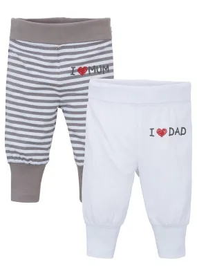 Pantalón de punto para bebé (2 unidades) de algodón orgánico Gris-blanco